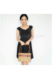 Ata rattan handmade ethnic women handbags with coco wood